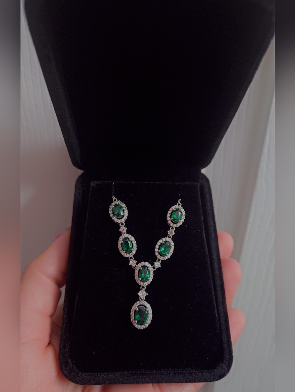 Helzberg Diamonds Lab Created Emerald Necklace With Lab Created Diamonds